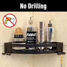 no drilling shower shelves corner