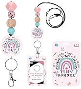 Obookey Teacher Lanyard Badge Holder - Teacher Lanyard with ID Holder, Rainbow Leopard Print Tiny...