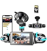 360° Dash Cam Front/Rear/Inside/Side 4-Channel Dash Camera FHD 1080P×4 Car Dash Cam with WiFi, AP...