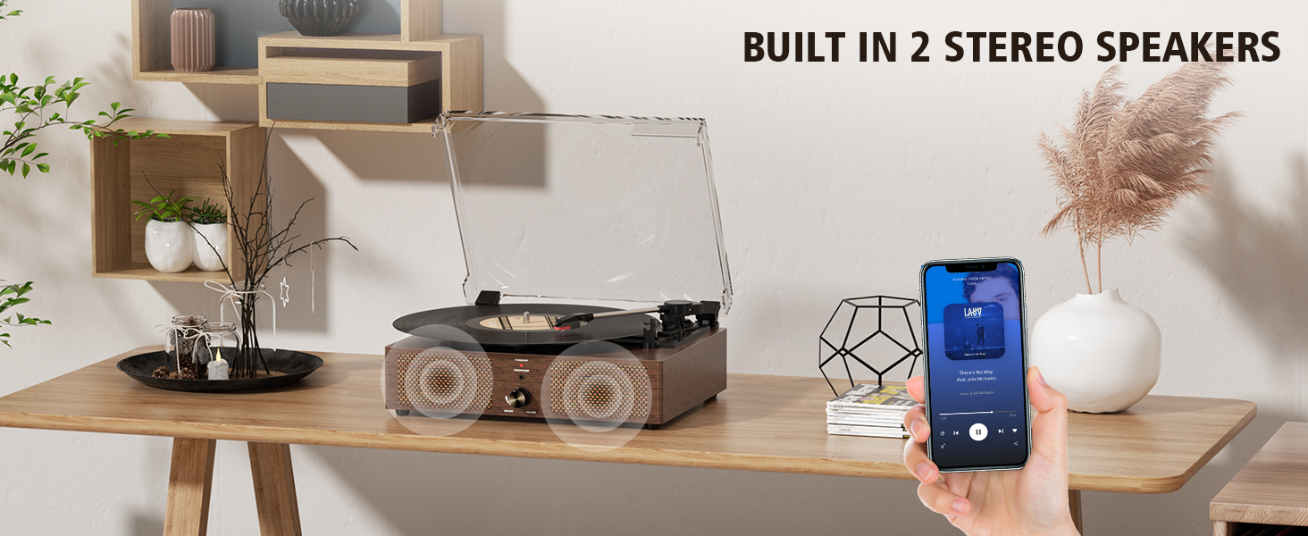 record player with speakers