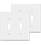 BESTTEN 2 Pack 2-Gang Toggle Wall Plate, Unbreakable Polycarbonate Toggle Light Switch Cover, Sta...