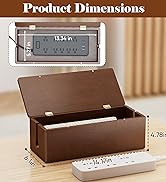 Delamu Wooden Cable Management Box with Magnetic Lid, Duty Cord Organizer for Desk Power Strip Hi...