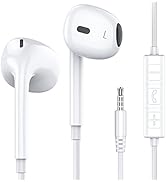 MOSWAG Wired Earbuds with Microphone, 3.5mm Jack in Ear Headphones with Microphone Suitable for S...