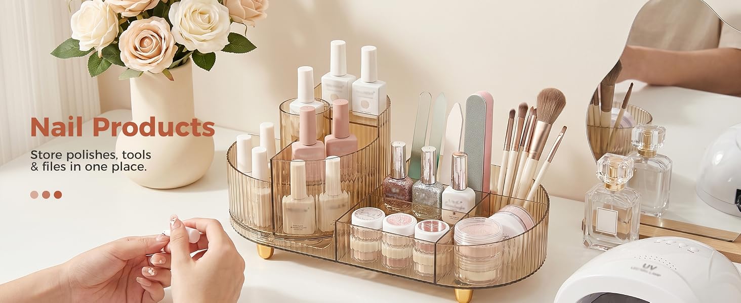 Rotating Makeup Caddy Organizer for Vanity Large Capacity Cosmetic Display Case Countertop