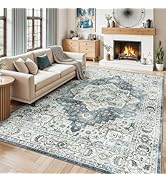 Lessymo 8x10 Vintage Medallion Rug for Living Room, Machine Washable Area Rugs for Bedroom Dining...
