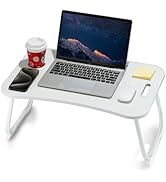 ZEAPTAC Laptop Bed Desk, Foldable Lap Table, Portable Study Table, Laptop Stand with Cup Holder &amp;...