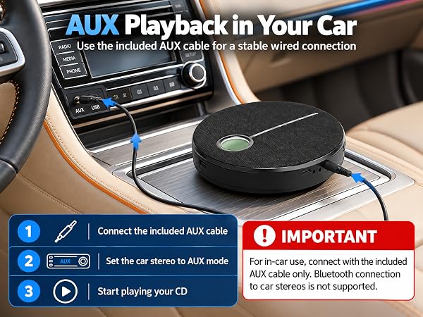 personal cd player for car portable music player aux