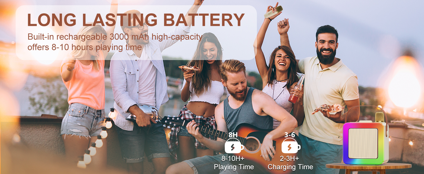 Bluetooth karaoke speaker has long lasting battery