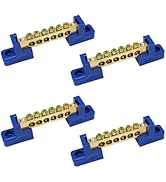 Tugermoola 4PCS Grounding Bus Bar 6 Positions Terminal Block Ground Bus Bar Brass Wire Screw Term...