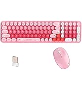 Cute Baby Bear Compact Wireless Keyboard and Mouse Combo, Colorful 85 Round Keys with Numeric Key...