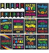 gisgfim 21 Pieces Bienvenidos Inspirational Spanish Posters Black Colourful Spanish Motivational ...