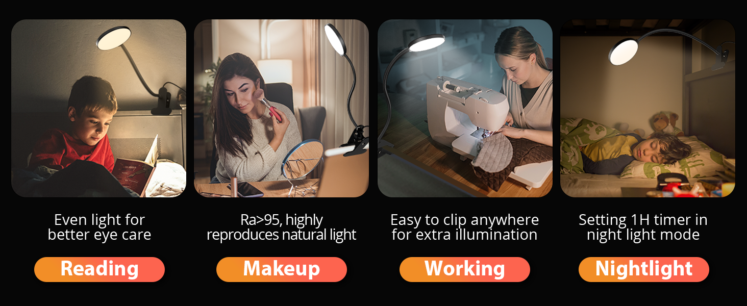 reading lamp with clamp