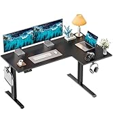 HUANUO L-Shaped Standing Desk, 63 x 40 inch Dual Motor Corner Standing Desk, Electric Height Adju...