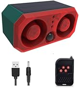 HULPPRE Solar Outdoor Motion Sensor Alarm-13 Sounds Including Dog Barking&amp;Gunshot,2*130db Loud No...