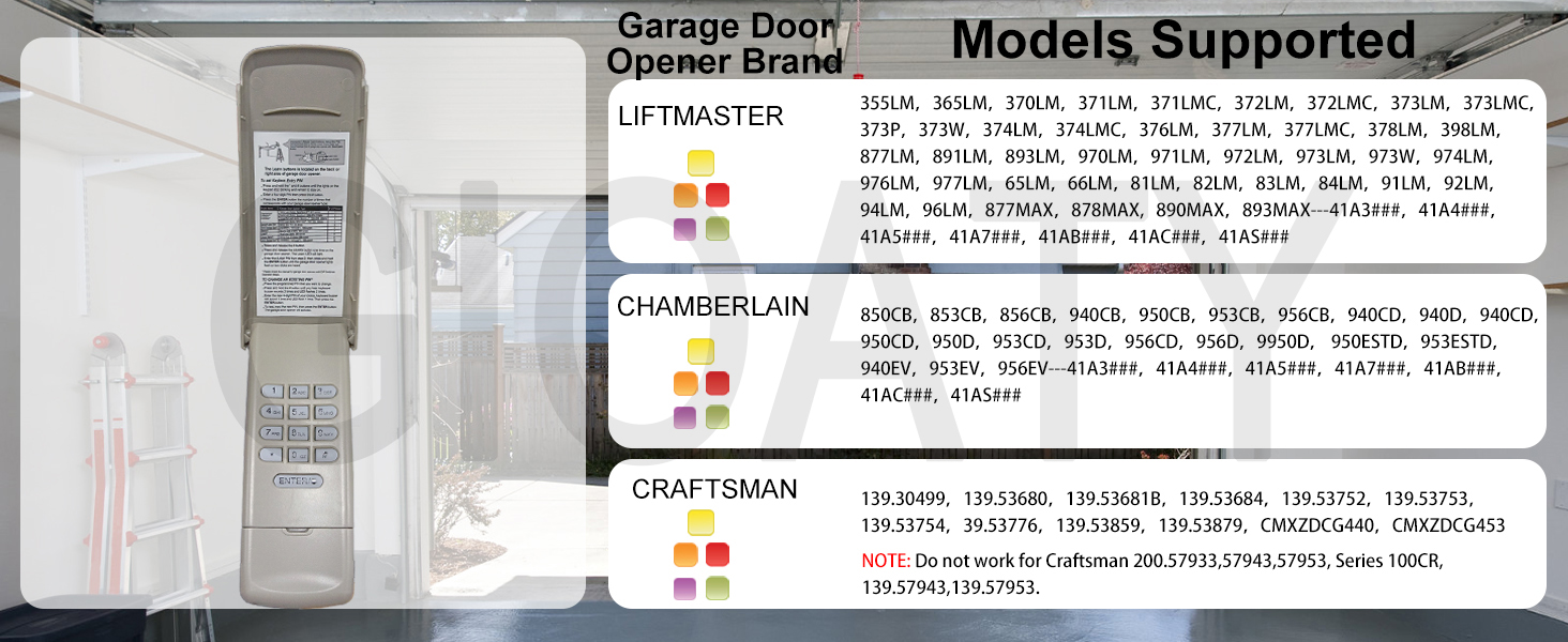 Universal Garage Door Opener Keypad for Liftmaster Chamberlain Craftsman Wayne Dalton Openers