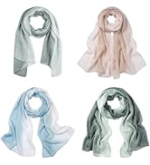 Temminc 4 Pcs Scarfs for Women Lightweight Breathable Solid Color Soft Long Fashion Scarves Dress...