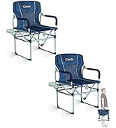 iClimb Heavy Duty Compact Camping Folding Mesh Chair with Side Table and Handle