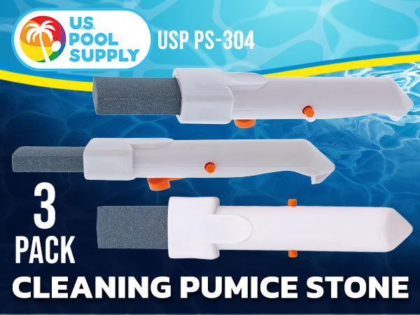 Pumice Stone Pool Cleaner 3-Pack with Handle – Removes Rust, Tile Calcium &amp; Concrete Stains