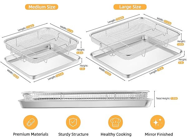2 set oven air fryer basket and tray includes both large and medium options