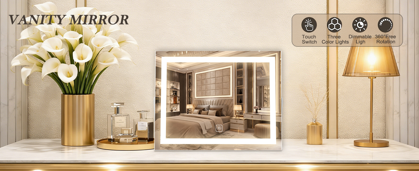 LED vanity mirror for desk