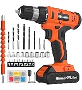 FADAKWALT Cordless Drill Set, 20V Electric Power Drill with Battery And Charger, Torque 30N, 21+1...
