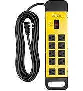 10 Outlet Heavy Duty Surge Protector Power Strip - Industrial Black and Yellow Metal Surge 
