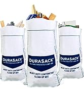 DURASACK Heavy Duty Contractor Bag, 40-Gallon Reusable White Woven Polypropylene Construction Dem...