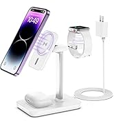 MagSafe 3 in 1 Wireless Charger Stand with Detachable Apple Watch Charger, Wireless Charging Stat...