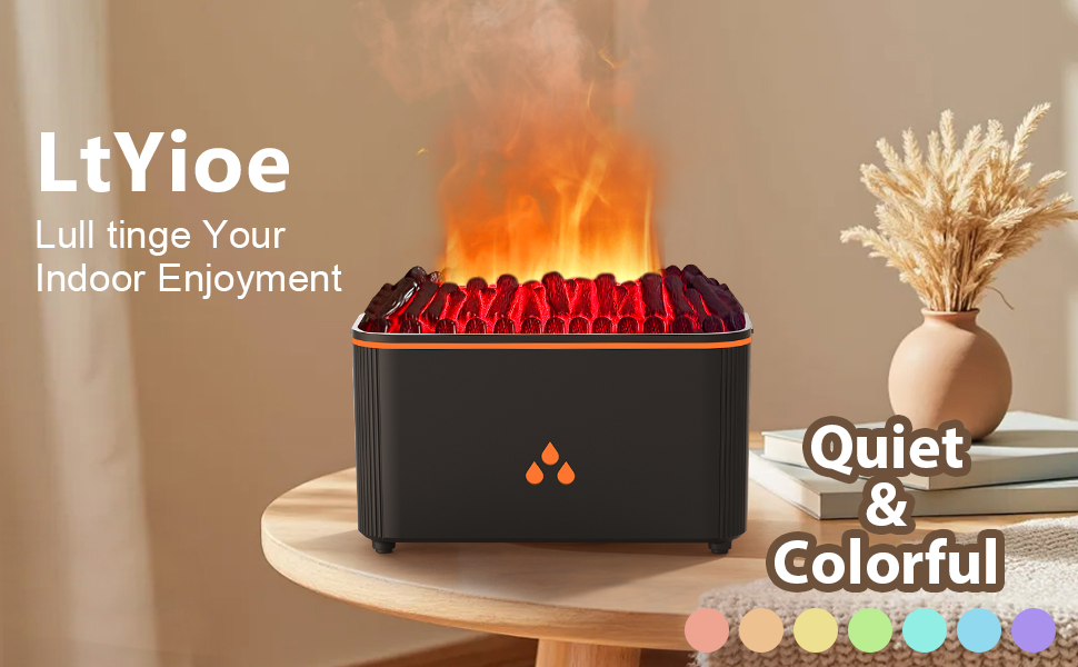 Quiet and Colorful Mini Humidifier with Flame Effect