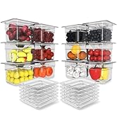 HNEDSEN Plastic Clear Food Pan 1/6 Size Stackable Polycarbonate Pan with Capacity Indicator Resta...