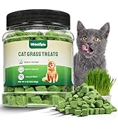 Whiskopia 4.23oz Cat Grass Treats for Indoor Cats Freeze-Dried Cat Grass Pellets for Hairball Con...