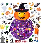 JUN-ELECTRON DIY Halloween Pumpkin Witch Hanging Decor for Kids Adults, Felt Craft Kits Adhesive ...