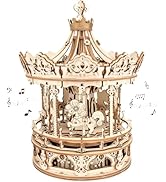 ROKR 3D Wooden Puzzles Music Box - DIY Model Building Kit Mechanical Merry-go-Round Exquisite Dis...