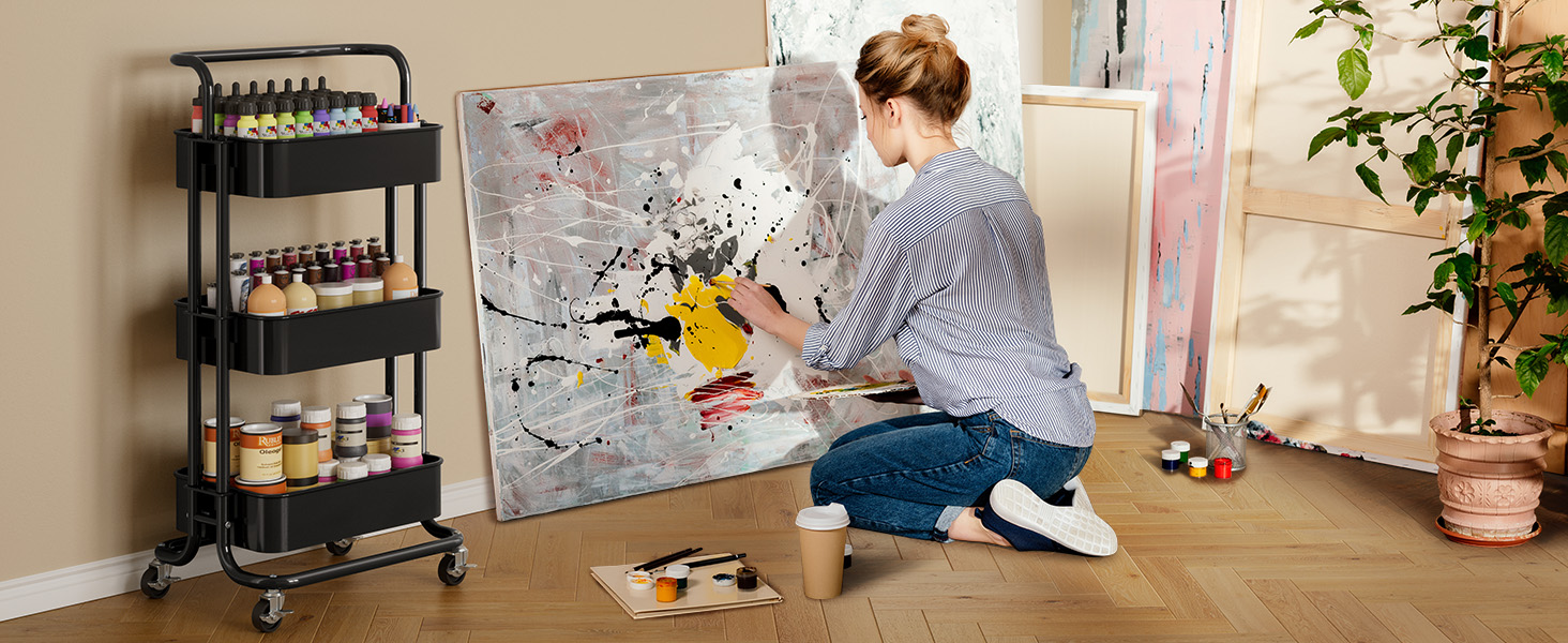 Pipishell 3 Tier Rolling Cart