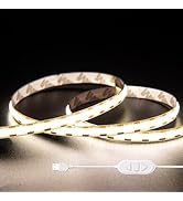 Gingsow USB 5V COB LED Strip Lights 6.56ft/2M, Natural White 4000K Dimmable USB Powered Density C...