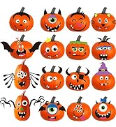 DIYASY Foam Pumpkin Decorations Craft Kit,32 Pcs Halloween DIY Pumpkin Face Stickers for Kids Hal...