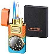 Torch Lighter, Cool Dual Flame Lighter Fashion Design, Refillable Butane Lighter with Visible Fue...