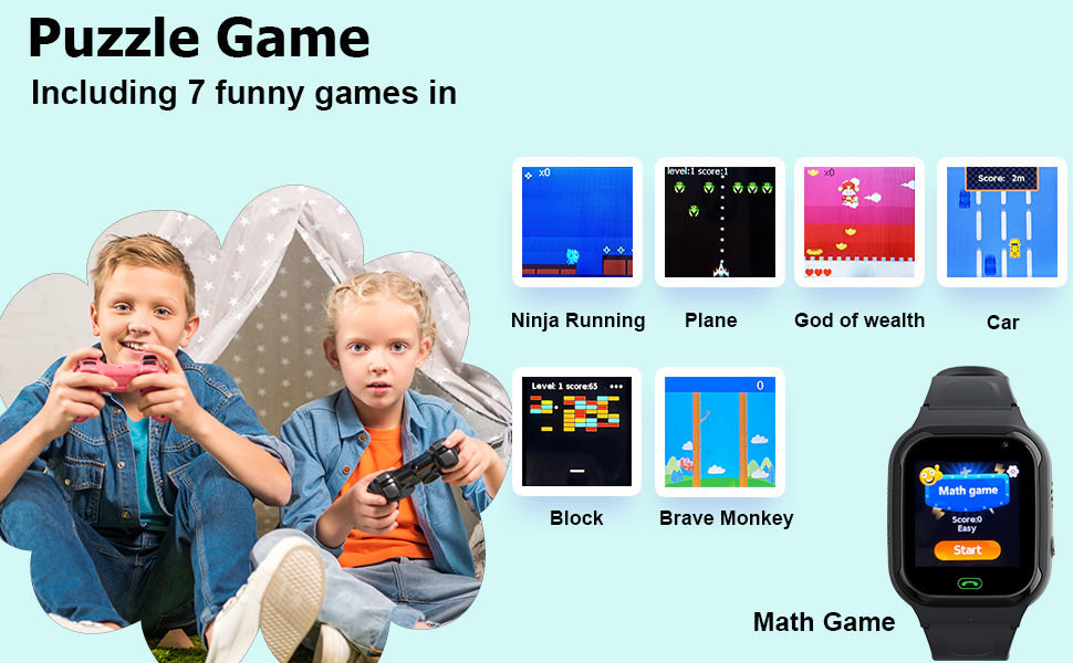 4G kids smart watch with puzzle games