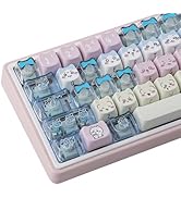 TYRIXKI 26 Keys Crystal Jelly Personalized Keycaps, PC Material Cute Blue Kawaii Transparent Cust...