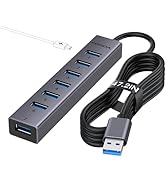 FORIDA USB Hub, 8 Ports USB 3.0 Adapter with 7 USB 3.0 Data Ports,USB Splitter with USB C 5V/3A P...