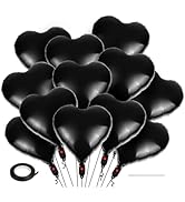 DS. DISTINCTIVE STYLE 18 Inch Black Heart Balloons 12 Pack Black Foil Mylar Love Balloons for Val...