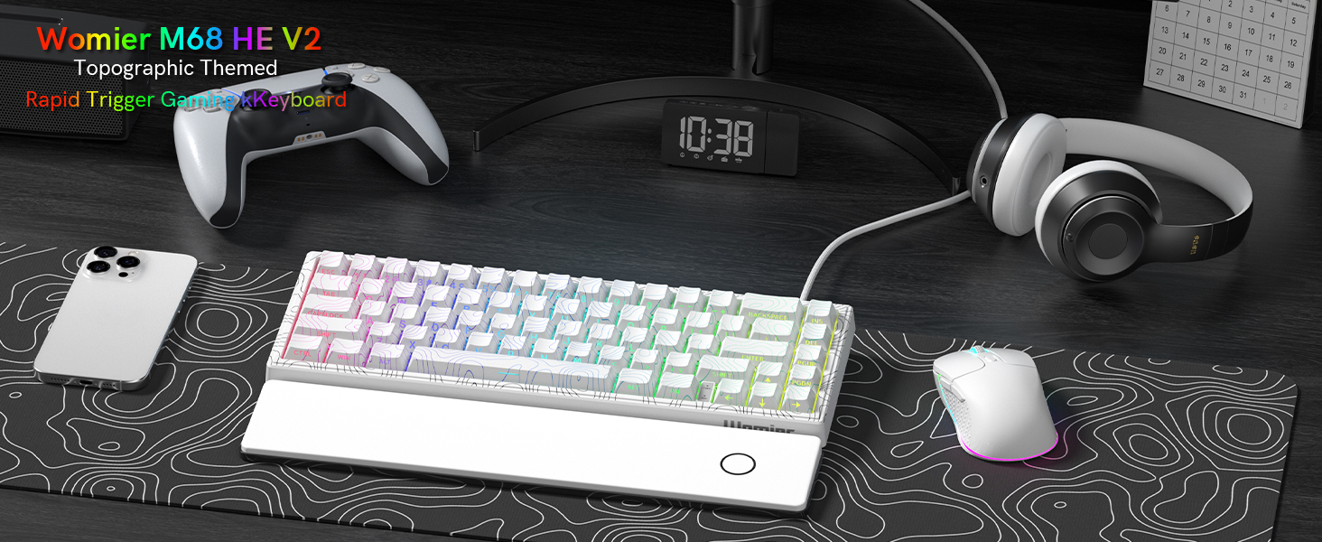 Rapid Trigger Keyboard 60% Percent, Hall Effect Topographic Gaming Keyboard