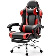 Sweetcrispy Gaming Desk Chair - Ergonomic Computer with Footrest and Comfy Lumbar Support, PU Lea...