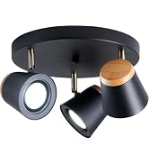 TeHenoo 3-Light Ceiling Light,Directional Spotlights,Natural Bamboo Detail,Industurial Track Ligh...
