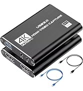 4K HDMI Capture Card for Streaming, Full HD 1080P 60FPS USB 3.0 Cam Link Game Audio Video Capture...
