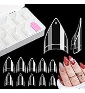 500PCS Short Stiletto Nail Tips for Acrylic Nails Professional, Extra Short Clear False Nails Fre...