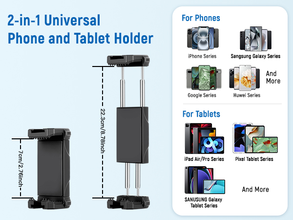 tripod with holder for phone and tablet 