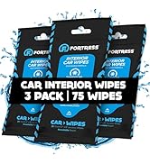 Fortress Car Interior Wipes (25 ct, Pack of 3) for Car Interior Cleaning, Dashboard, Seats, Detai...