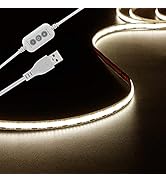 5V LED Strip 4.9ft-480LEDs Dimmable USB Strip Lights 4000K White LED Strip Lights CRI85+, Flexibl...