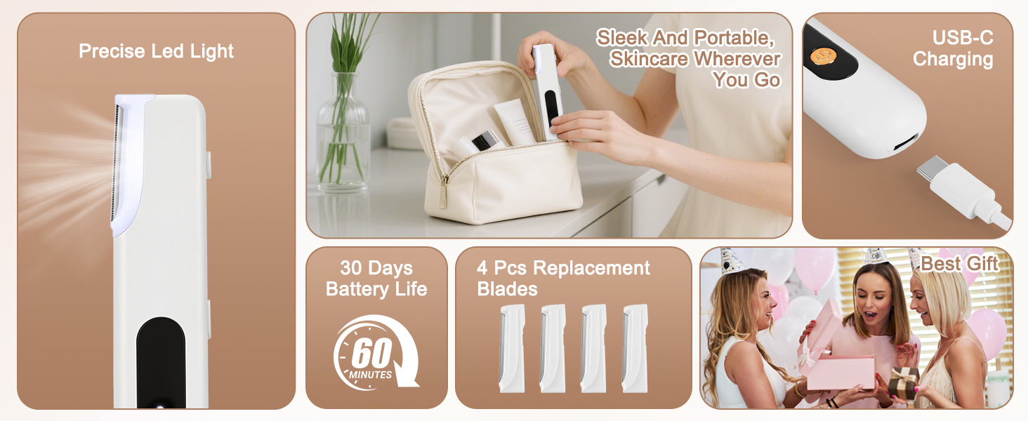 Electric Sonic Dermaplaning Tool for Women,